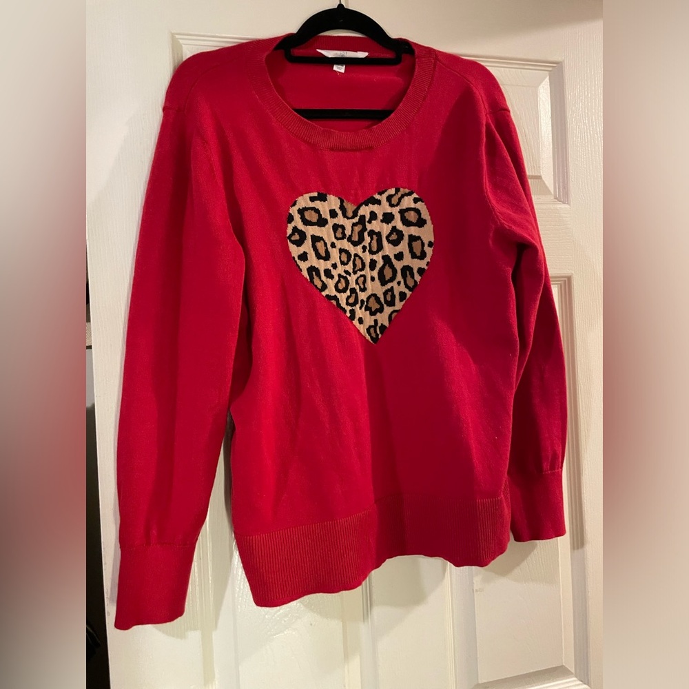Leopard heart sweater